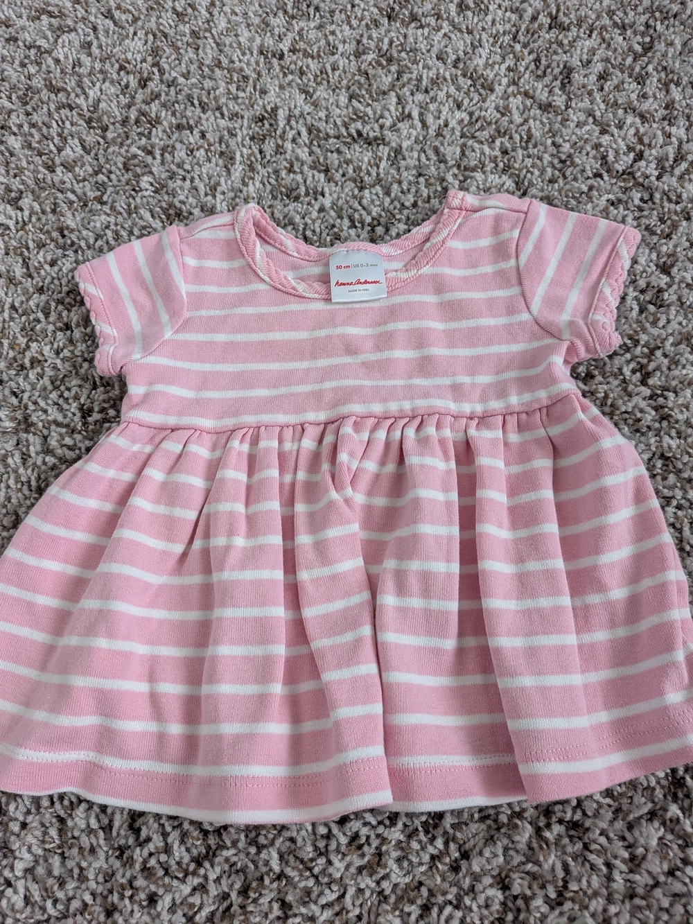 Hanna Andersson Pink and White Striped Knit Baby Dress Size 0/3 Months
